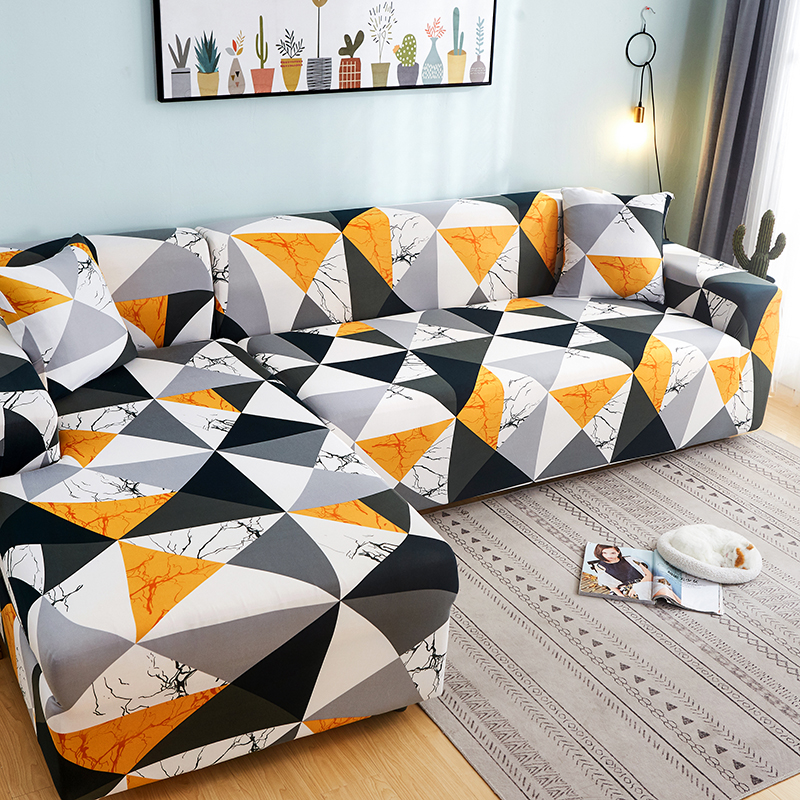 Square lattice printed L shape sofa covers for living room sofa protector  1-seat