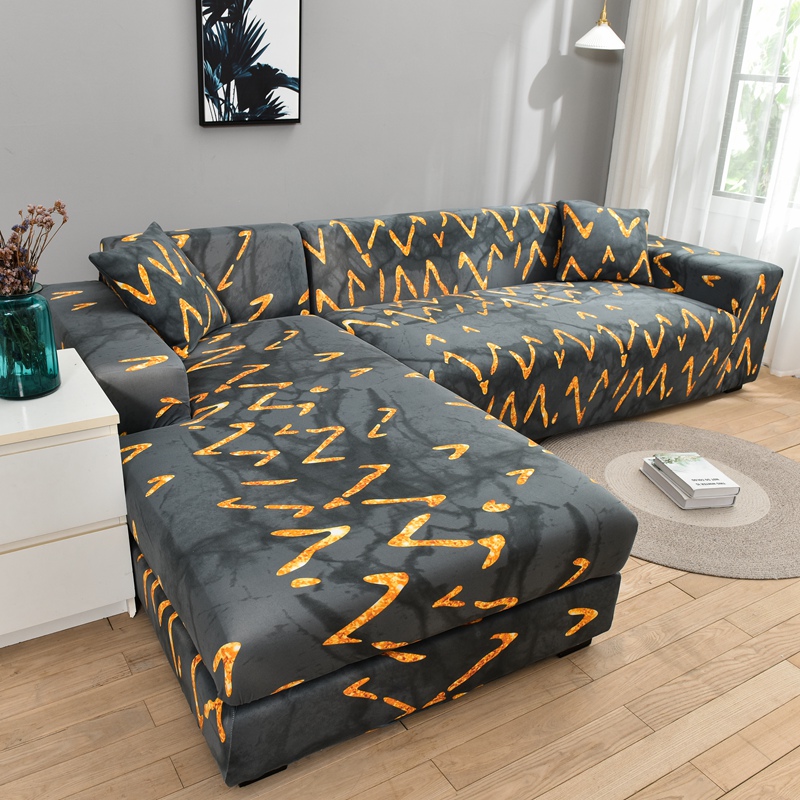 Square lattice printed L shape sofa covers for living room sofa protector 2-seater