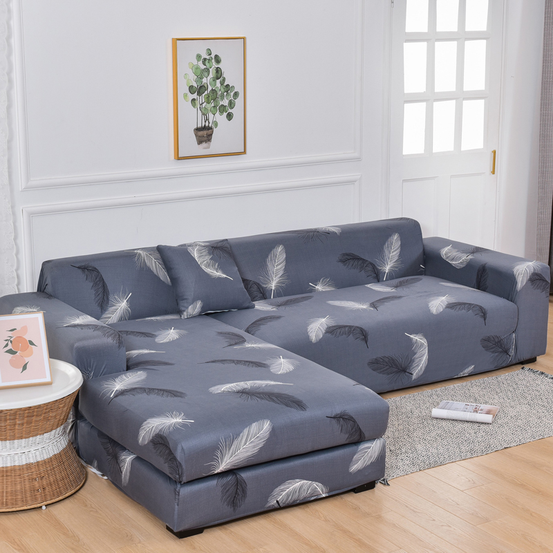 Square lattice printed L shape sofa covers for living room sofa protector 2-seater
