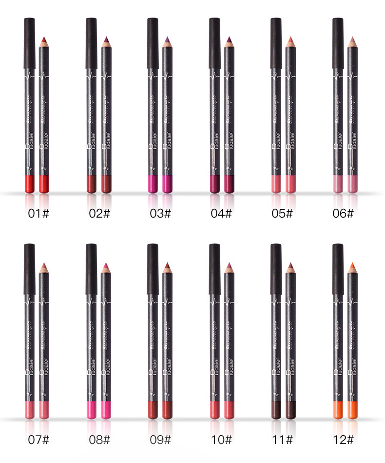 12 Colors Lip Liner Pencil Nude Matte Lipliner Moisturizing Waterproof Long Lasting Lipstick Liner