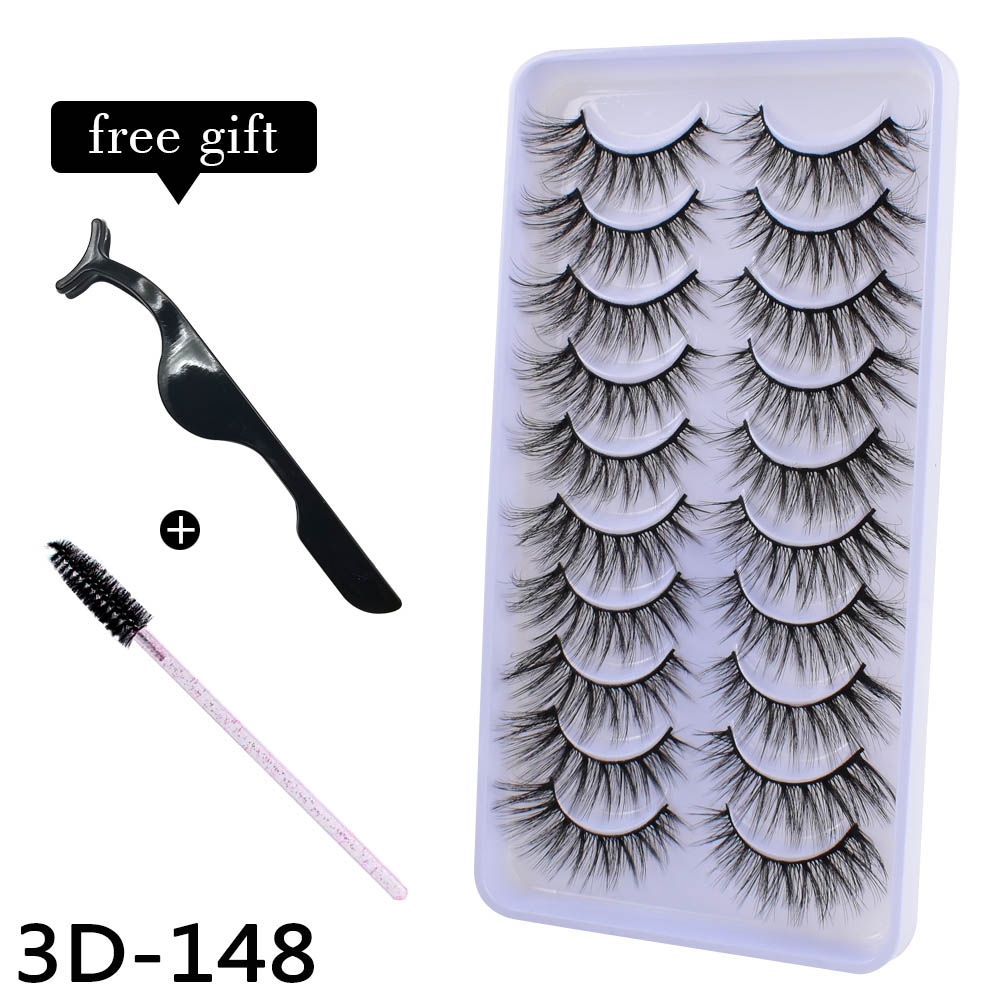 【Free Gifts】10 Pairs 3D False Eyelashes Eyelash Wispy Lashes Variety Extension Natural Makeup Tool