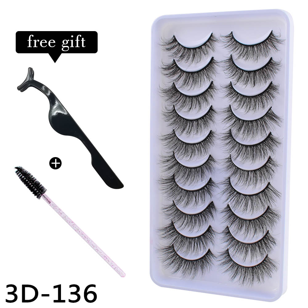 【Free Gifts】10 Pairs 3D False Eyelashes Eyelash Wispy Lashes Variety Extension Natural Makeup Tool