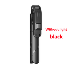 2021 NEW Bluetooth Wireless Selfie Stick Mini Tripod Extendable Monopod with fill light Remote shutter For IOS Android phone Black Without light