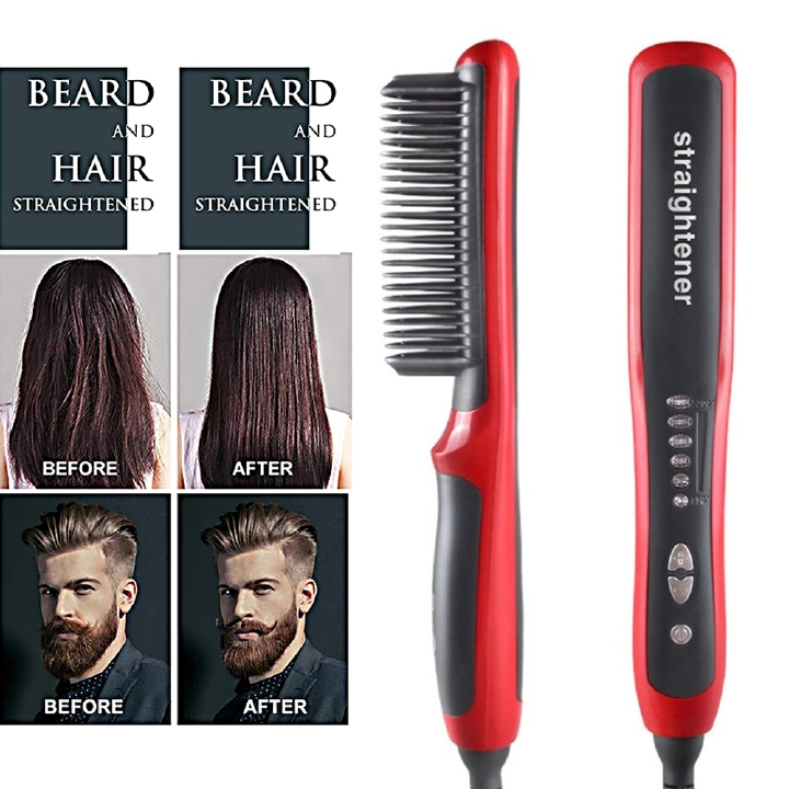 Multifunctional Men Beard Straightener Comb Anti-Scald Hair Straightening Brush Comb Fast Heating Hair Straightener