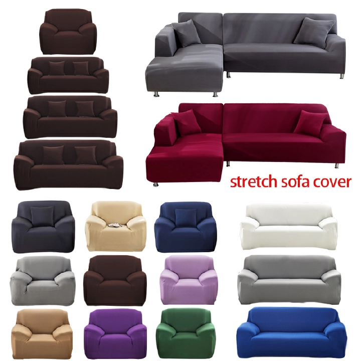 5-seater Sofa Covers for Living Room Elastic Solid Corner Couch Cover L Shaped Chaise Longue Slipcovers Chair Protector