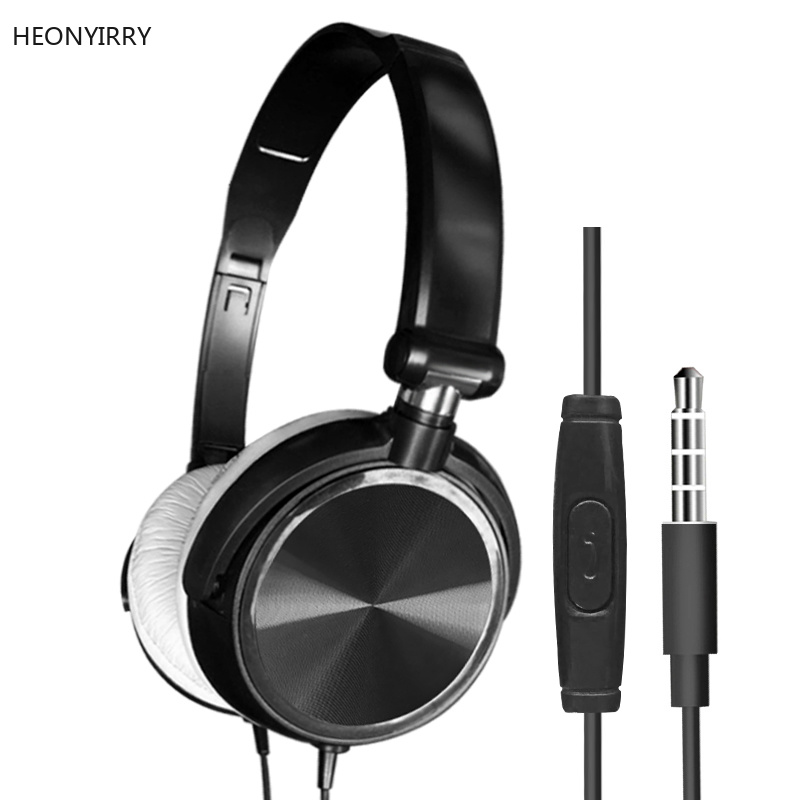 Wired Headphones With Microphone Over Ear Headsets Bass HiFi Sound Music Stereo Earphone For Sony