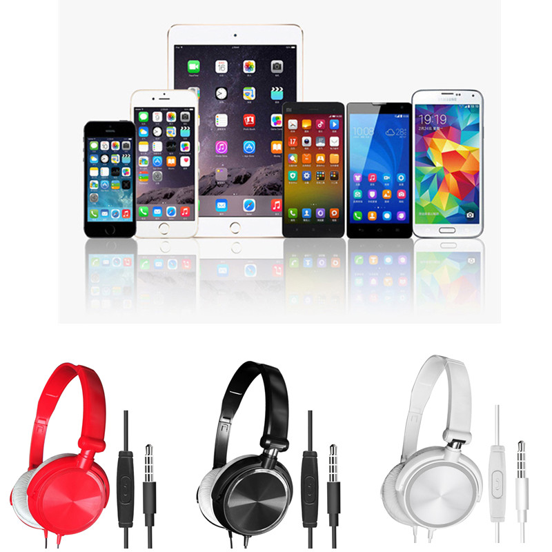 Wired Headphones With Microphone Over Ear Headsets Bass HiFi Sound Music Stereo Earphone For Sony