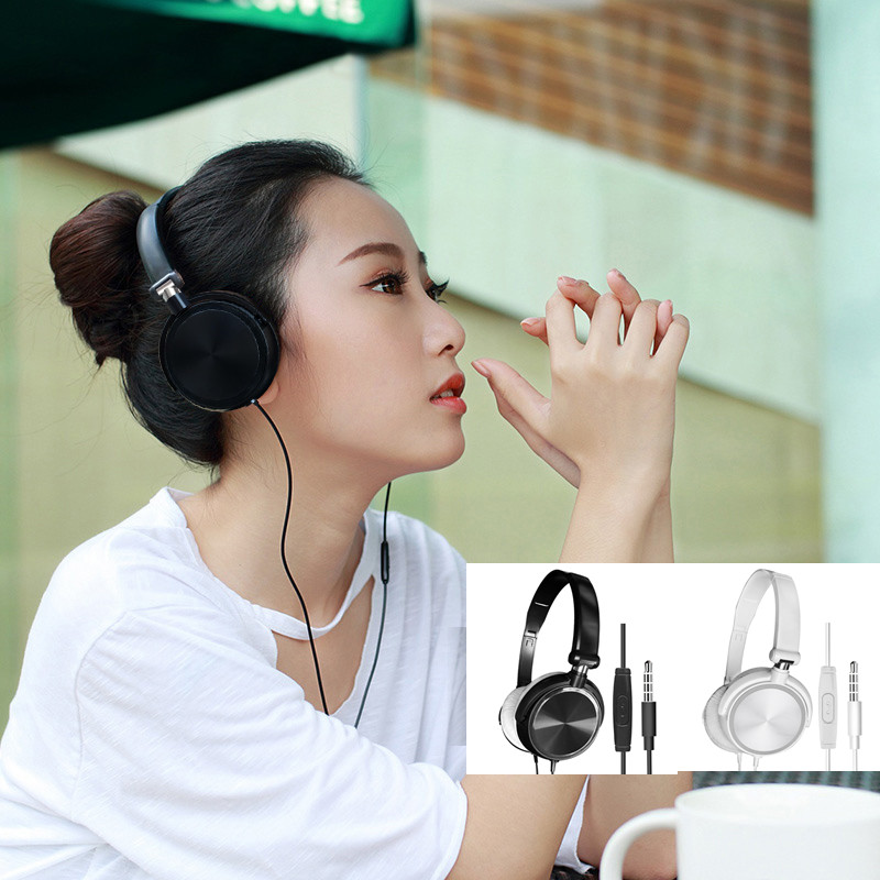Wired Headphones With Microphone Over Ear Headsets Bass HiFi Sound Music Stereo Earphone For Sony