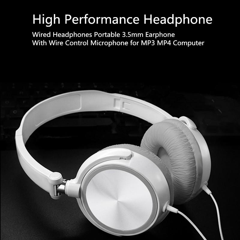 Wired Headphones With Microphone Over Ear Headsets Bass HiFi Sound Music Stereo Earphone For Sony