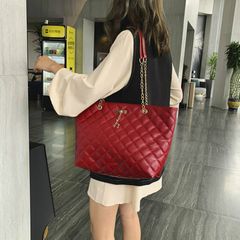 Soft PU Leather Handbags Crossbody Bags For Women Chain Simple Style Shoulder Messenger Bag Lady red one size