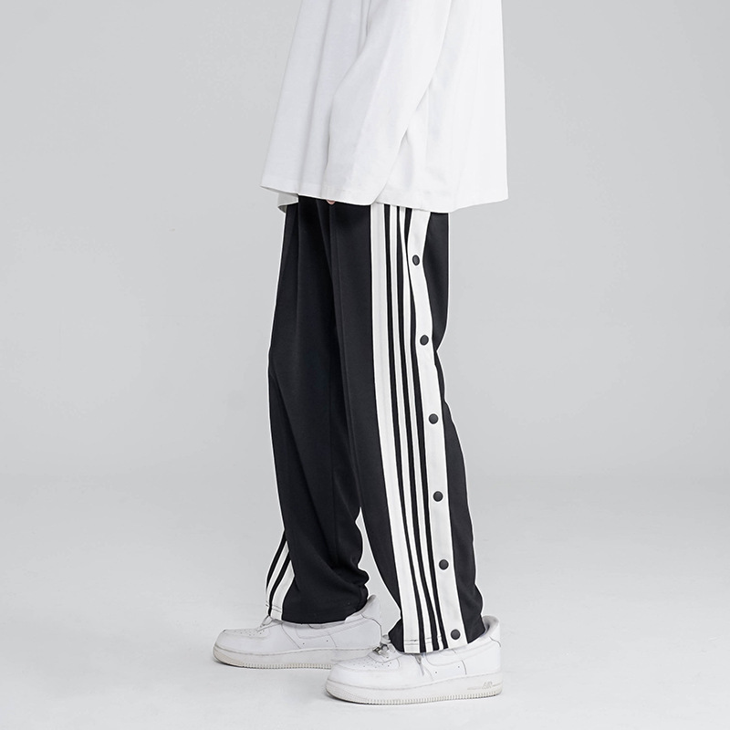 Buckled pants men&apos;s Korean fashion sports pants fashion brand drop feeling wide leg second Trousers