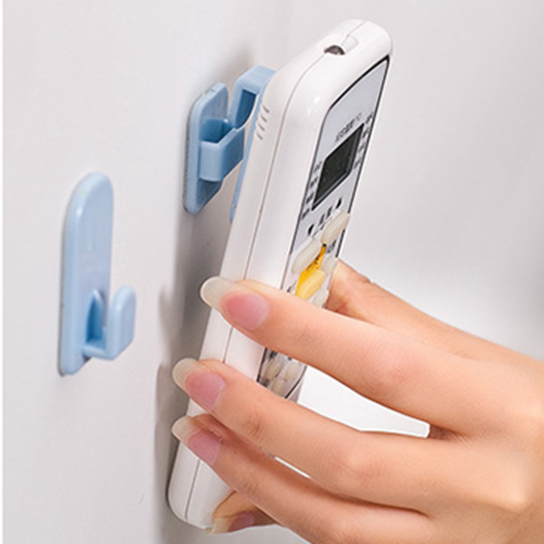 2Set(4Pcs) Self Adhesive Plastic Hooks Holder Remote Control Sticky Hook Hanger  Home Decor