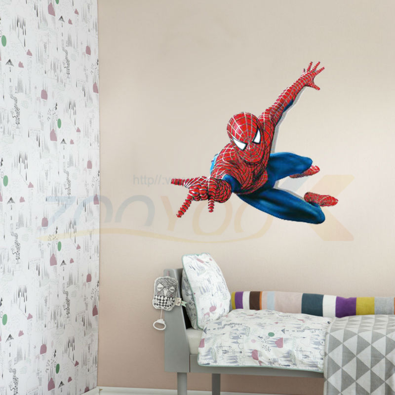 Superman Spiderman giant wall stickers adhesive for children room  Home Decor