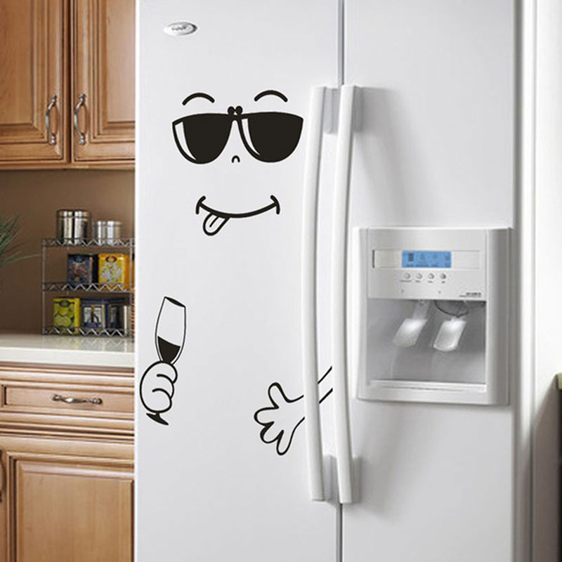 4pcs Styles Smile Face Wall Sticker Happy Delicious Face Fridge Stickers Yummy for Food Home Decor