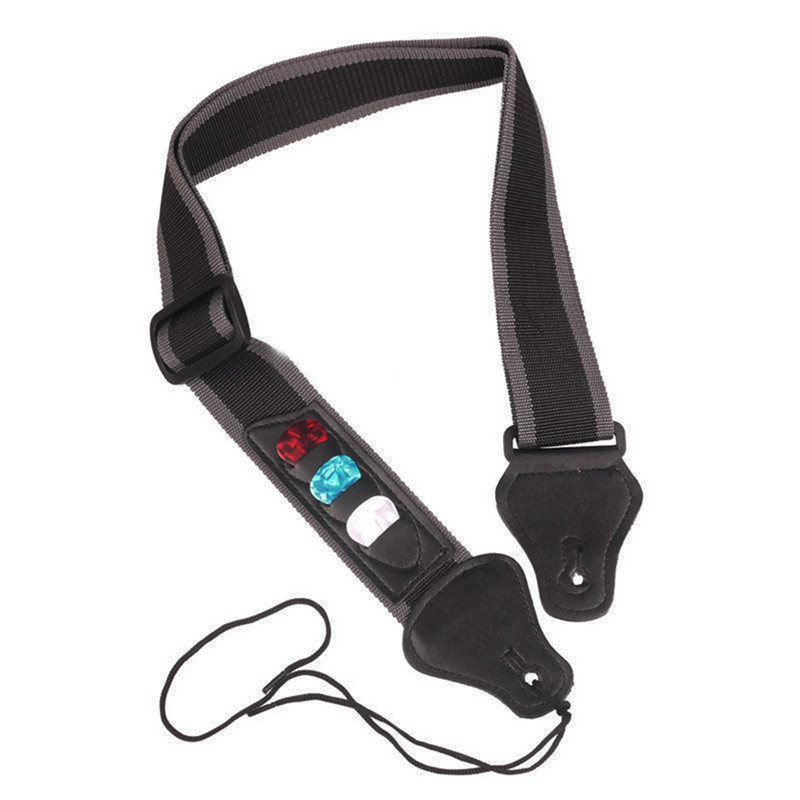 Adjustable Electric Guitar Strap with 3 Guitar Picks Holders PU Leather Ends Acoustic Guitars