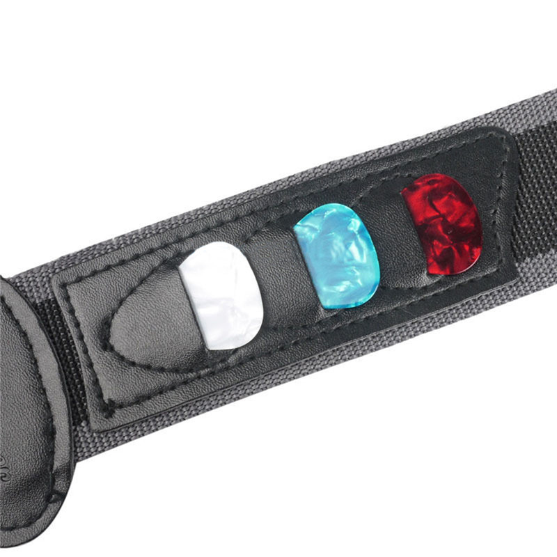 Adjustable Electric Guitar Strap with 3 Guitar Picks Holders PU Leather Ends Acoustic Guitars