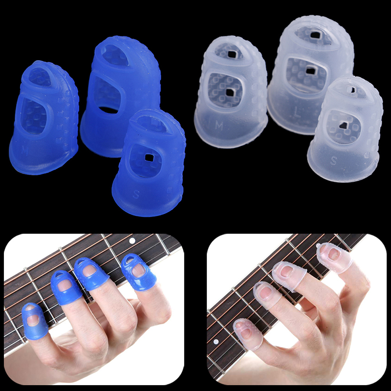 4Pcs/Set Silicone Finger Guards Guitar Fingertip Protectors For Ukulele Guitar TranspaGuitars