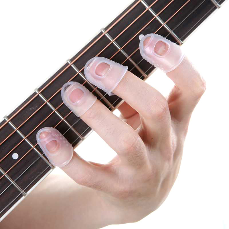 4Pcs/Set Silicone Finger Guards Guitar Fingertip Protectors For Ukulele Guitar TranspaGuitars