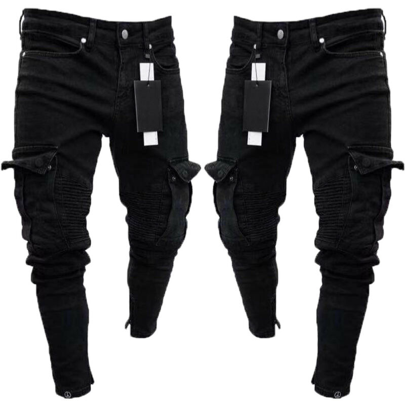 Goocheer Long Pencil Pants Ripped Jeans Slim Spring Hole Men&apos;s Fashion Thin Skinny Jeans Trousers