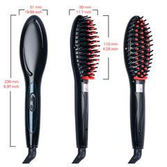 Ceramic Electric Hair Straightening Brush Hair Straightener Comb & Dry Hair Accessories & Tools black one size