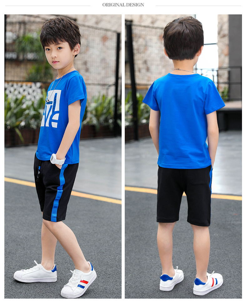 Boys Clothes Set Short Sleeve T-Shirt +Pants Summer Kids Boy Sports Suit  T-shirts &amp; Polos