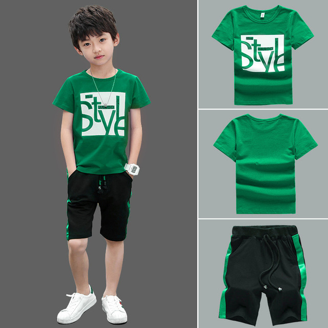 Boys Clothes Set Short Sleeve T-Shirt +Pants Summer Kids Boy Sports Suit  T-shirts &amp; Polos