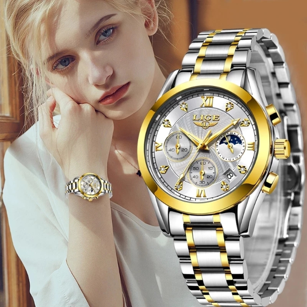 LIGE Gold Watch Women Watches Ladies Creative Steel Women's Bracelet Watches Female Women Watches