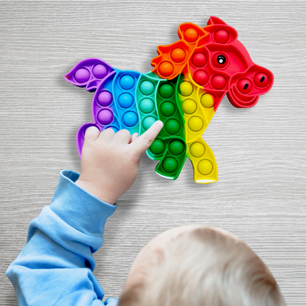 Silicone Fidget Toys Reliver Stress Rainbow Horse Shape Push Bubble Fidget Others