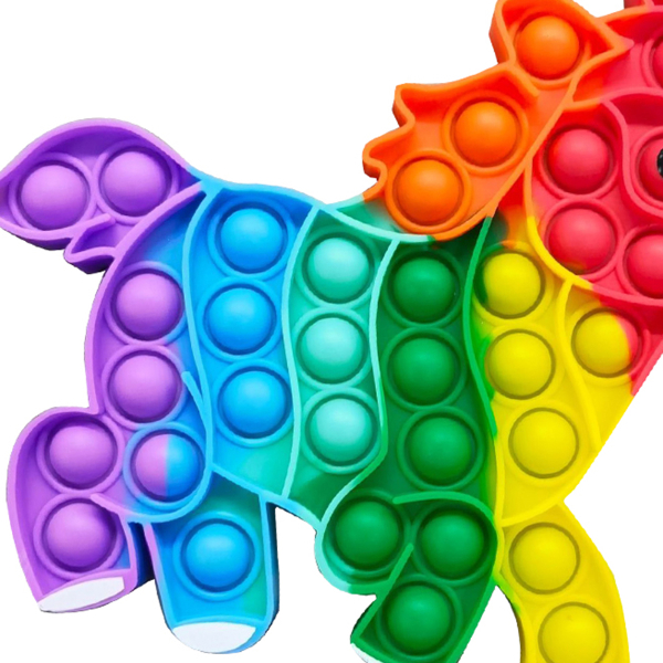 Silicone Fidget Toys Reliver Stress Rainbow Horse Shape Push Bubble Fidget Others