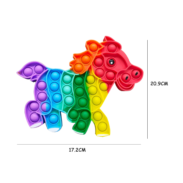 Silicone Fidget Toys Reliver Stress Rainbow Horse Shape Push Bubble Fidget Others