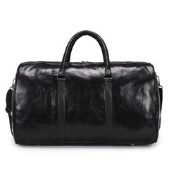 ZUOMANNI Large Capacity Luggage Bag PU Leather  Travel Bags Duffle Gym Bags black one size