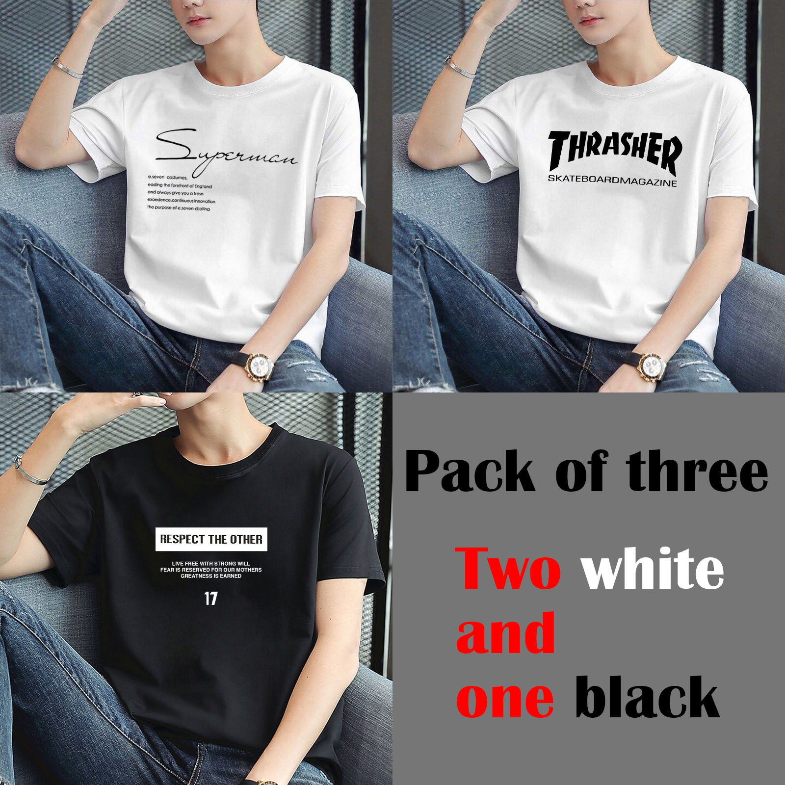 3 PCS/Sets tshirt T-shirt Men Polo Shirt Men Clothes Men Wear Men Suit Men Coat Short Sleeve