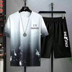 man clothes  2 PCS 2 in 1 T-shirts Men tshirts Shorts Men Clothes Polos Tops T-shirts&Shorts Casual Apparel Sports Appare