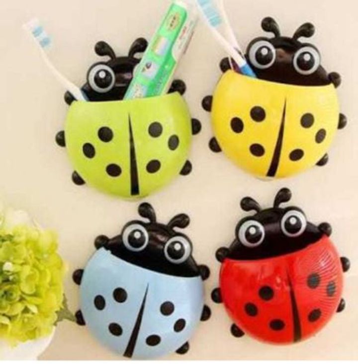 Ladybug Cartoon Suction Cup Wall Mounted Toothbrush Holder