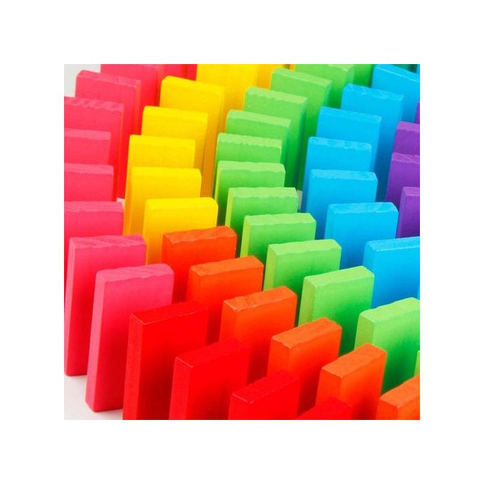 100Pcs Wooden Domino Blocks Set For Kids Play Inte