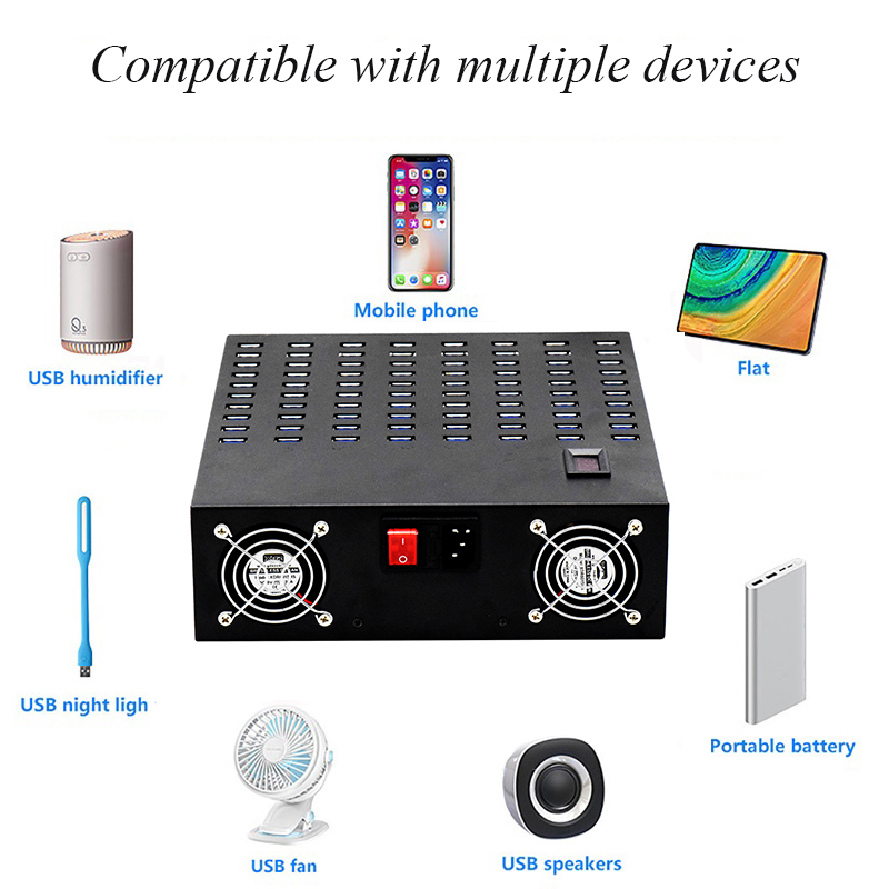 Desktop Charging Station USB and Plug 80 Ports 600W USB Charger fpr Smart phone Kindle Laptop