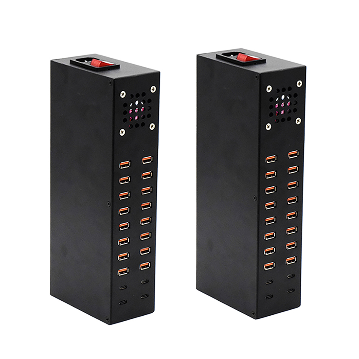 20 Port Desktop Charging Station 400W 3.0 USB Port Type C Port Compatible with iOS Android Device