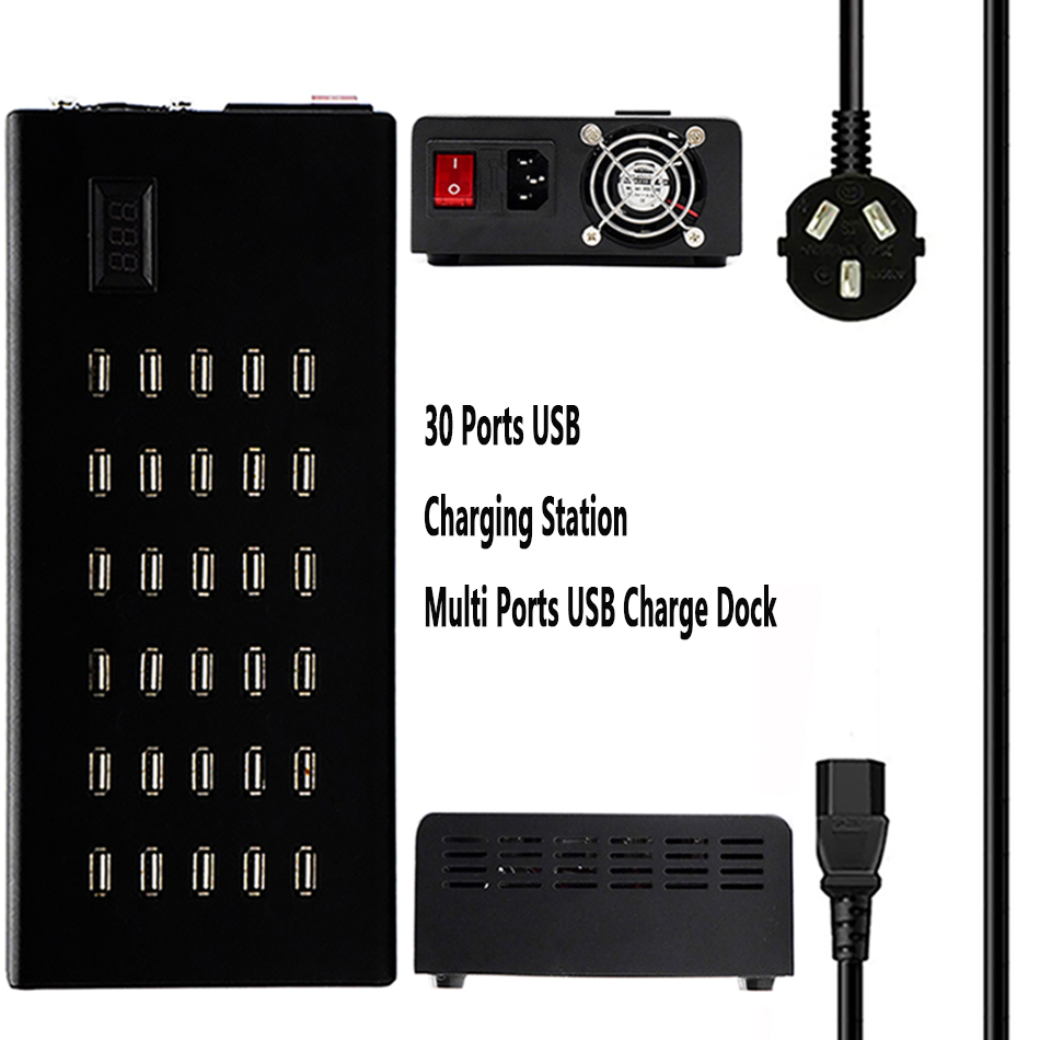 30 Ports USB Charger Phone Charging Station 300W Smart Charging Station for School shopping Mall
