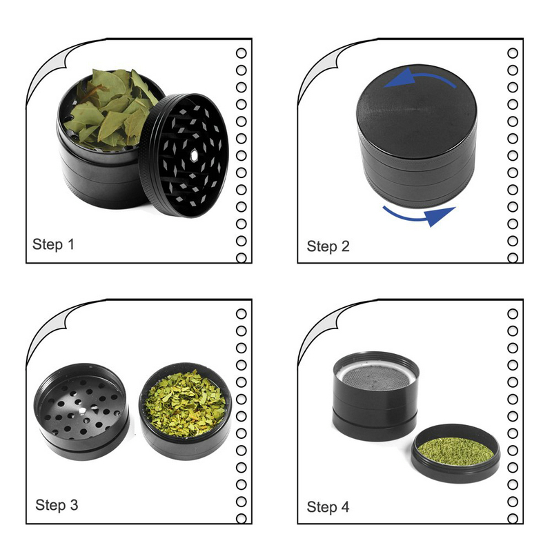 4 Layers Tobacco Grinder Herb Grinder 50x40mm Smoke Grinder Metal Spice Mill Grinder Kitchen Crusher