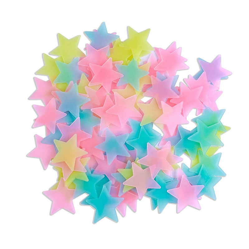 100pcs 3D Home Decor Kids Bedroom Fluorescent Glow In The Dark Stars Luminous Wall Stickers Stars