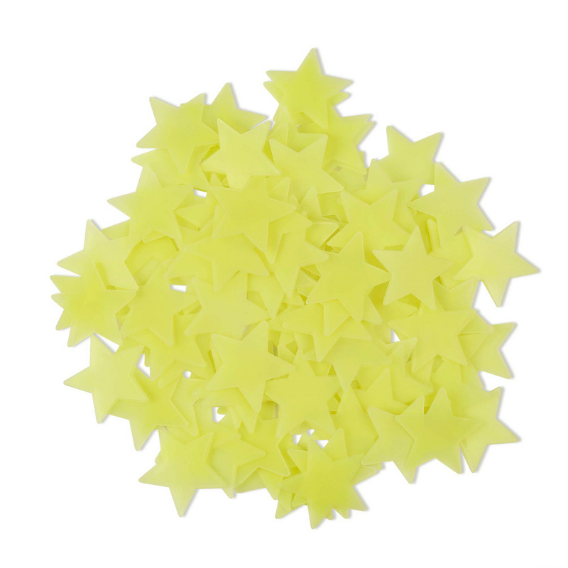 100pcs 3D Home Decor Kids Bedroom Fluorescent Glow In The Dark Stars Luminous Wall Stickers Stars