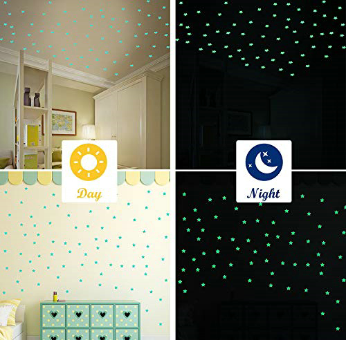 100pcs 3D Home Decor Kids Bedroom Fluorescent Glow In The Dark Stars Luminous Wall Stickers Stars