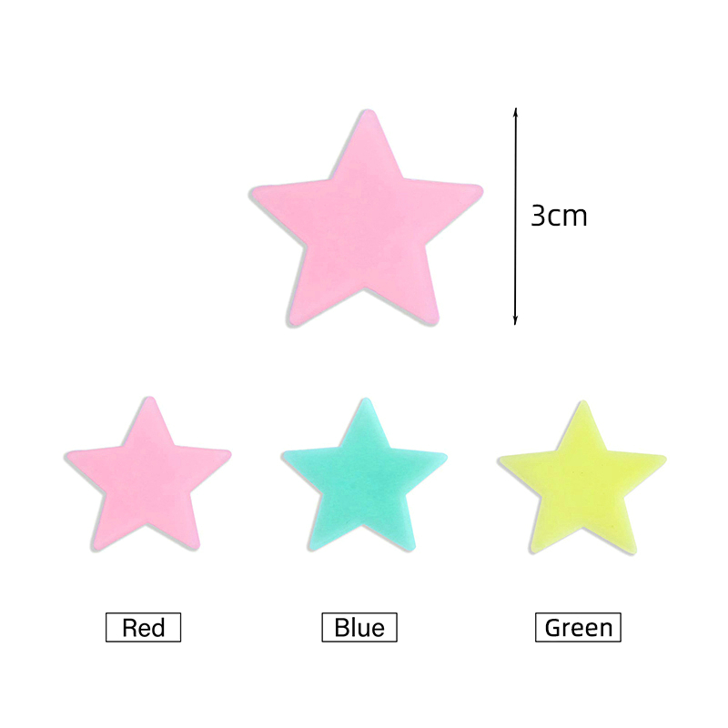 100pcs 3D Home Decor Kids Bedroom Fluorescent Glow In The Dark Stars Luminous Wall Stickers Stars
