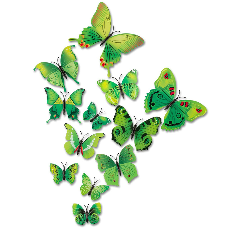 12pcs Pvc 3d Butterfly Wall Decor Cute Butterflies Wall Stickers Art Decals Home