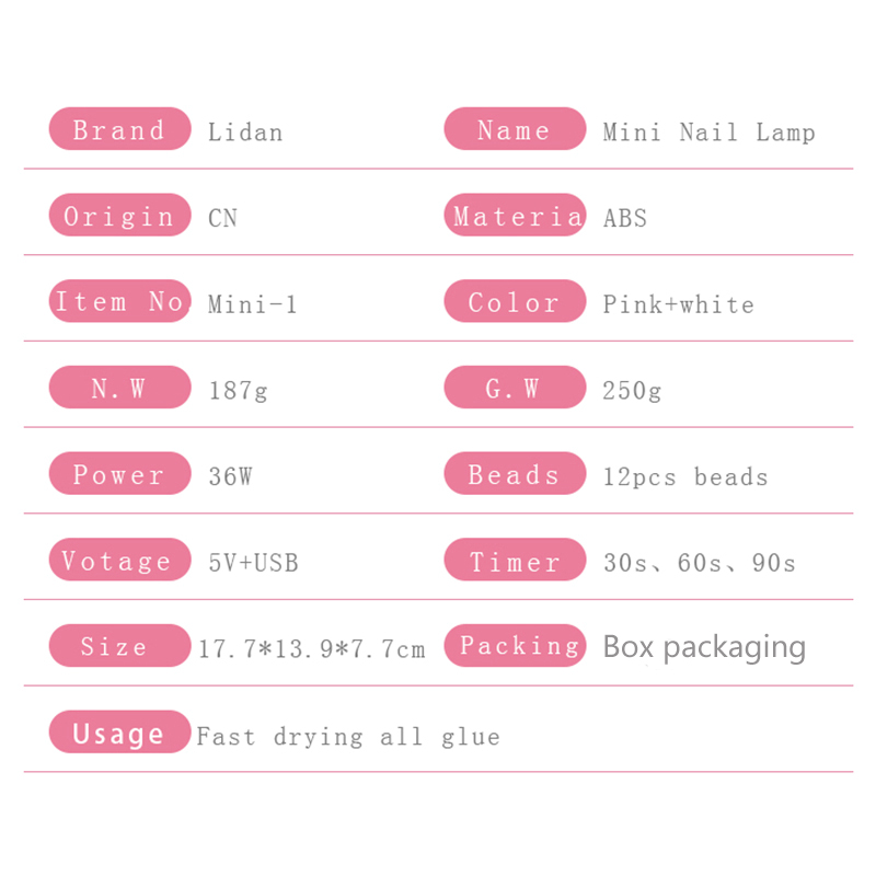 36W Nail Lamp UV LED Nail Lamp 12 Lights Gel Nail Curing Nail Dryer USB Cable Nail Light With Plug