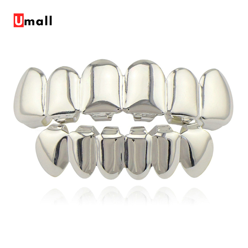 Hip Hop Golden Teeth Grillz Upper And Bottom Punk Teeth Caps Cosplay Party Tooth Rapper Body Jewelry