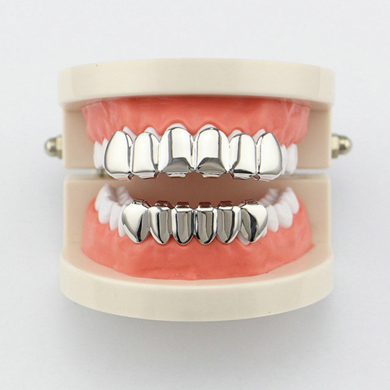 Hip Hop Golden Teeth Grillz Upper And Bottom Punk Teeth Caps Cosplay Party Tooth Rapper Body Jewelry