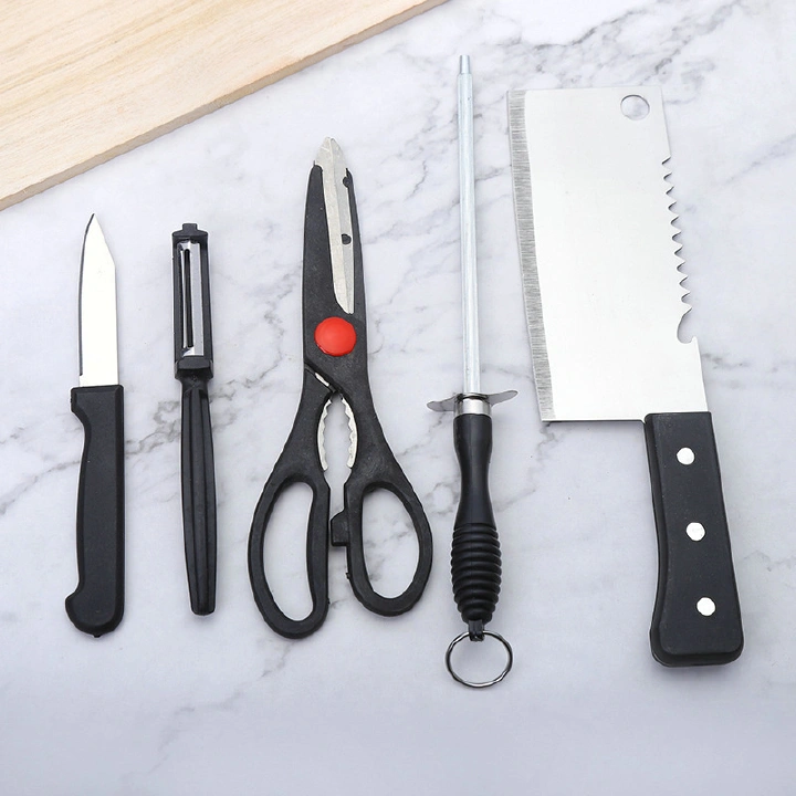 5 Pcs Kitchen Knife Set Chef Knives Set Stainless Steel Kitchen Knives Peeler Knife Sharpener Chef Slicer Paring Knife Kitchen Tools Cooking Accessories