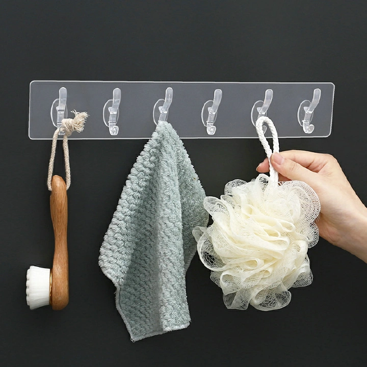 1 PC Kitchen Rack With 6 Hooks Wall Hooks Bathroom Door Holder Hanger Towel Holder Key Hooks Kitchen Storage Rack Organizer Kitchen Bath Fixtures