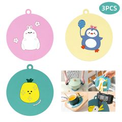 Cartoon Anti-scalding Mat Dining Table Bowl Mat Creative Home Kitchen Round Thick Coaster Heat Insulation Pads Place Mats Style A 3Pcs